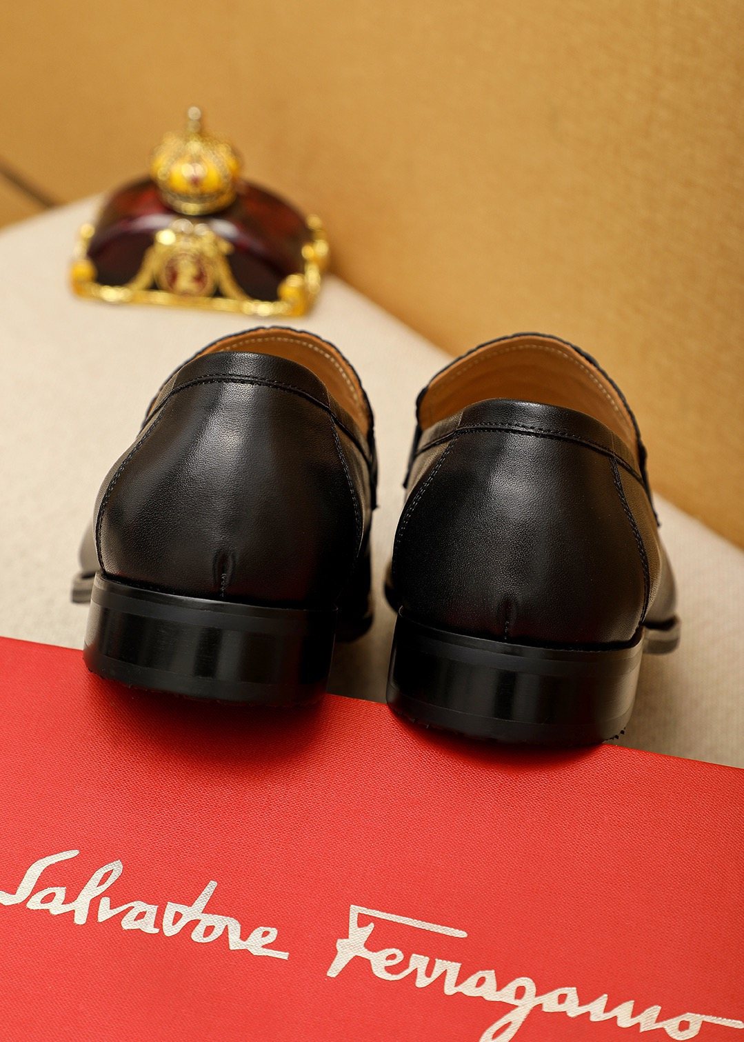 Ferragamo Black Buckle Loafers — back