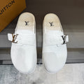 Louis Vuitton White Embossed Slide Sandals — hero