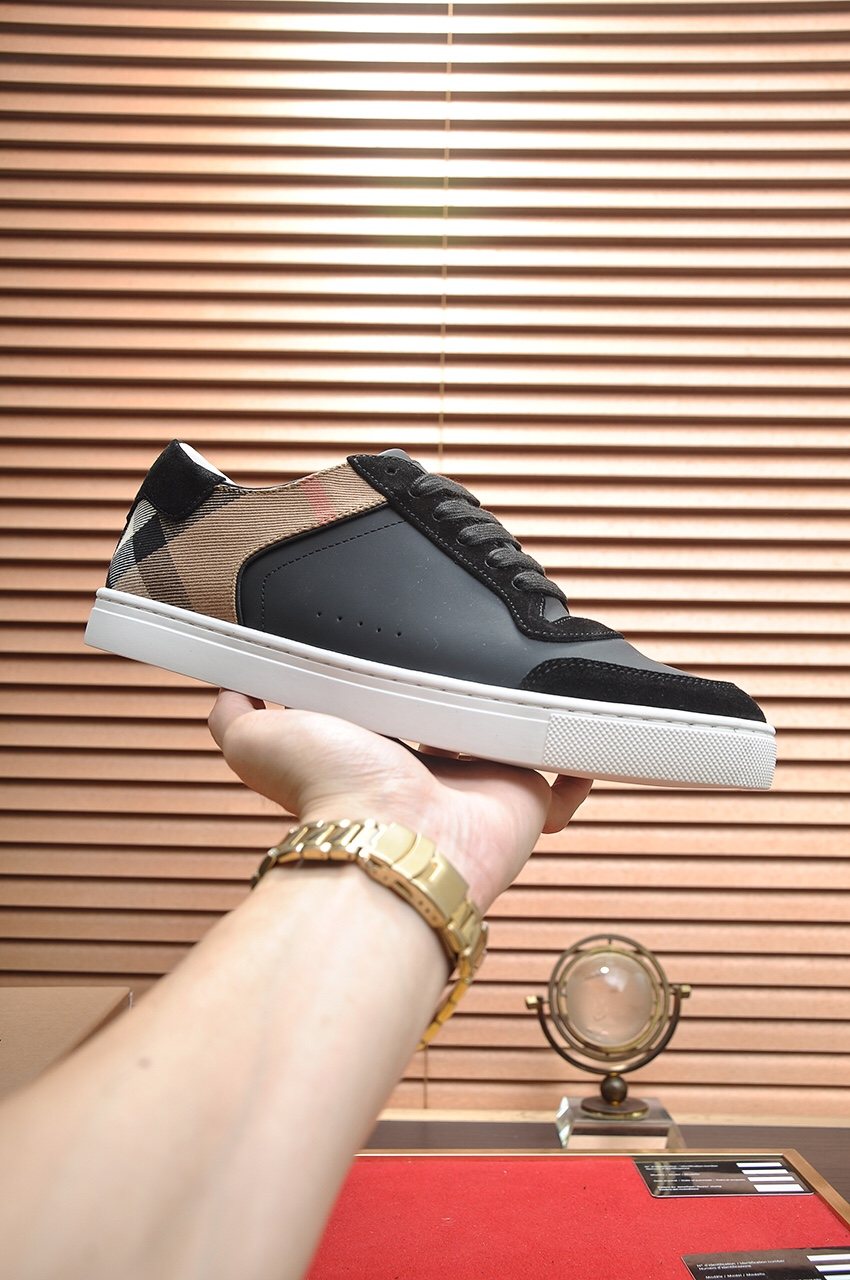 Burberry Check Heel Low-Top Sneakers — side