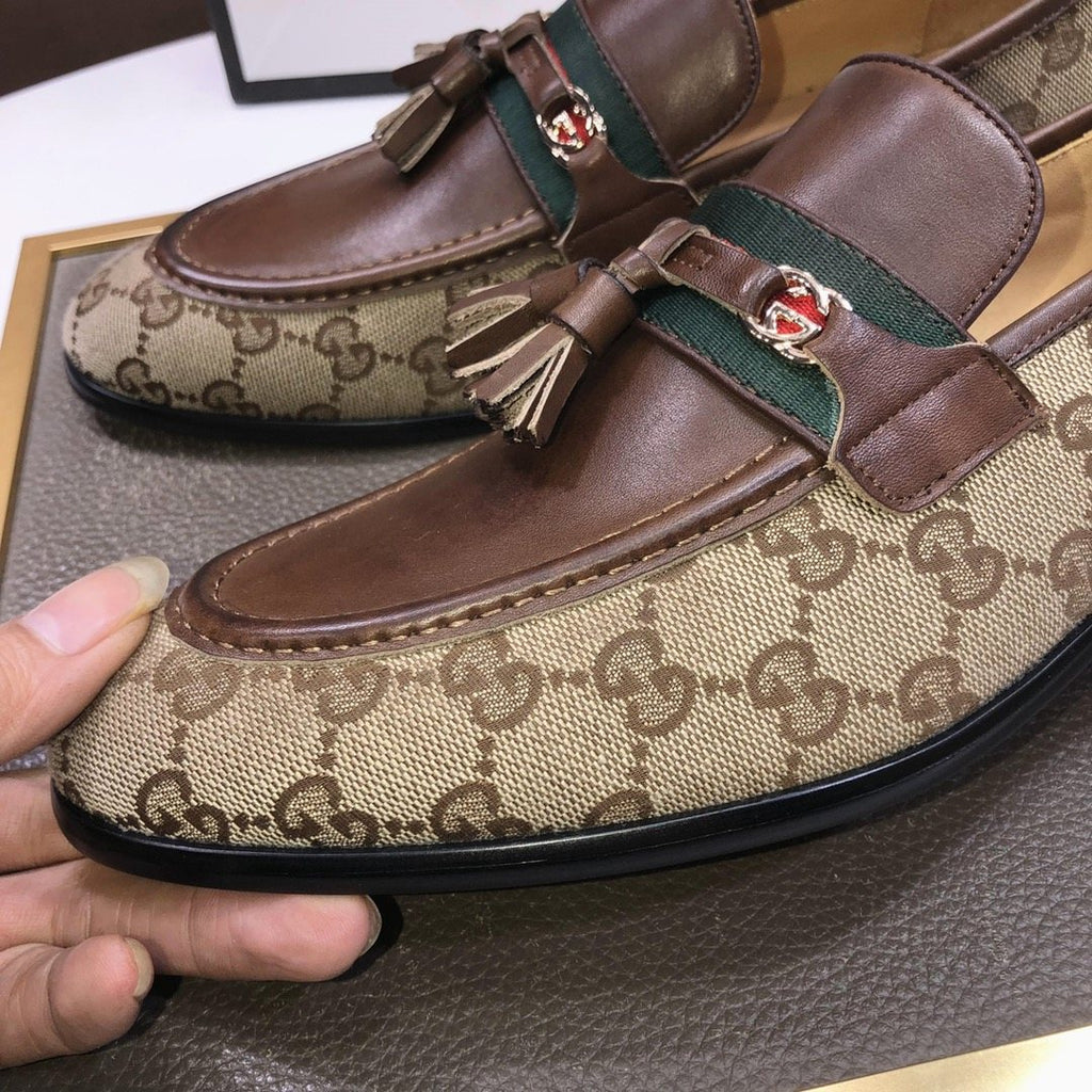 Gucci Monogram Tassel Loafers — detail