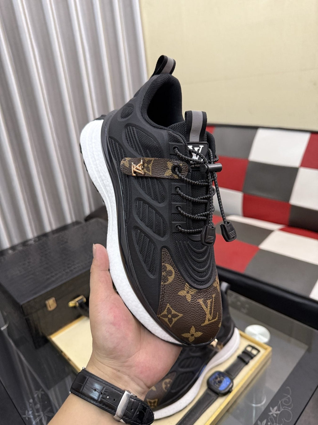 Louis Vuitton Monogram Panel Sneakers — model
