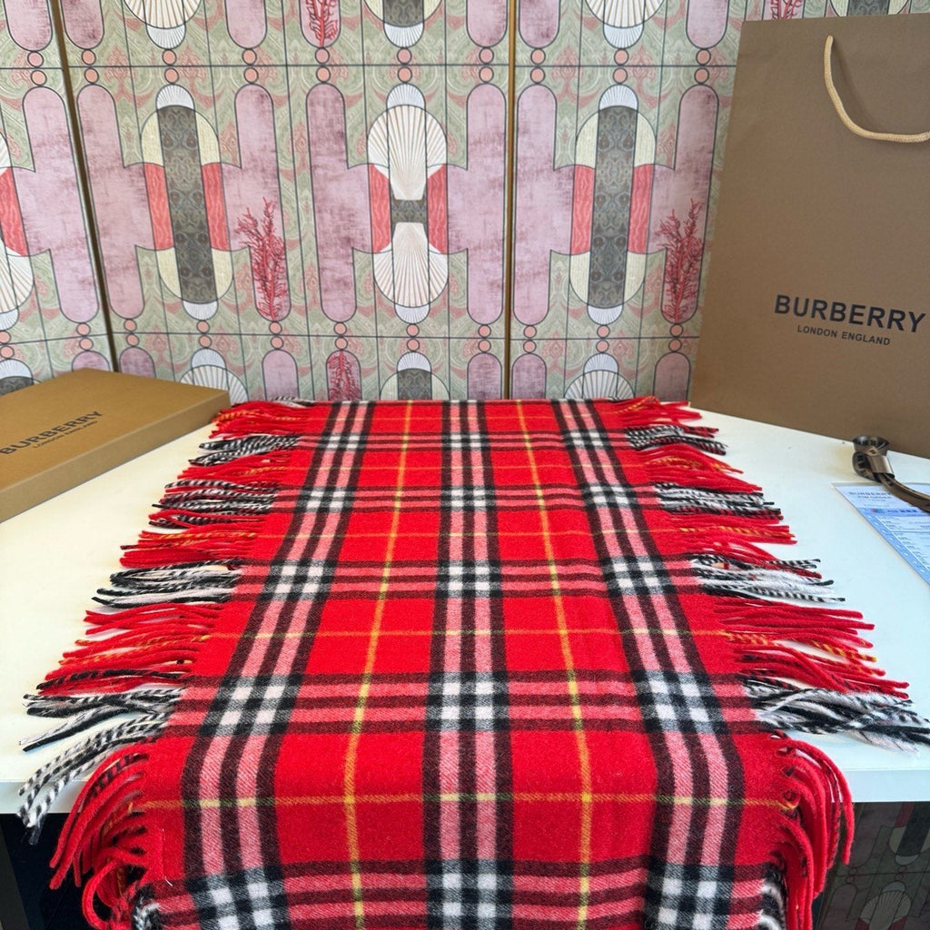 Burberry Plaid Fringe Scarf — front