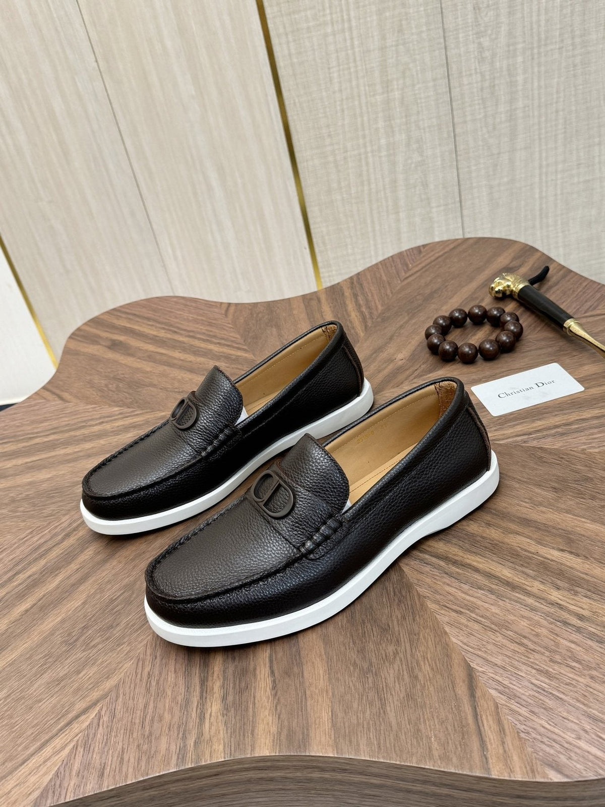Dior Contrast-Sole Slip-On Loafers — front
