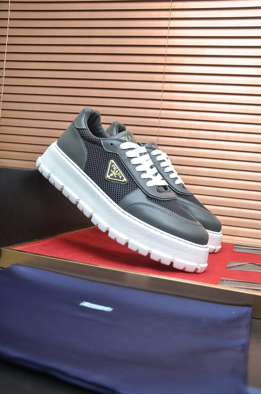 Prada Charcoal Gray & Black Low-Top Sneakers — front