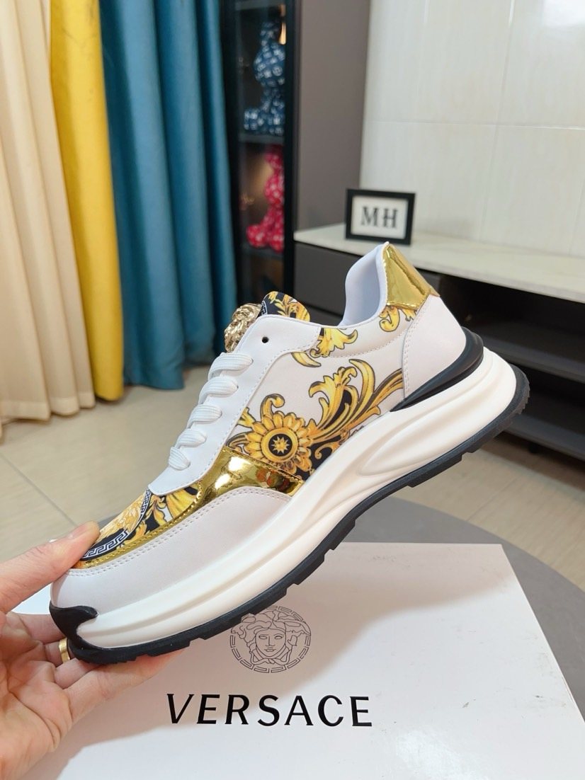 Versace Gold Pattern Leather Sneakers — detail