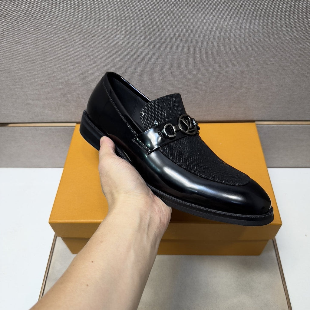 Louis Vuitton Buckle Slip-On Dress Shoes — model